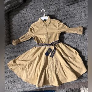 Stylish Tan Kids Dress with Belt
